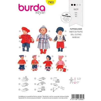 Imagen de Burda Patrón 7903 Creativa Vestidos de muñecas