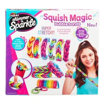 Imagen de SHIMMER &#039;N SPARKLE Squish Magic Bubble Bands Kit de fabricación bandas telar, pulseras la amistad, juguete manualidades, juego goma