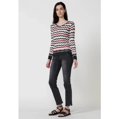Imagen de Jersey de manga larga tricot con cuello pico para mujer