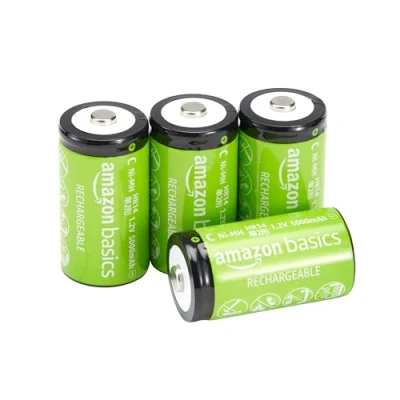 Imagen de Amazon Basics Pilas C recargables de 1.2 V, 5000 mAh NiMh (paquete 4)