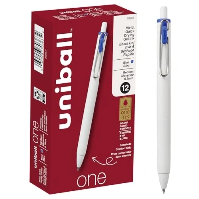 Imagen de uni ball One Retractable Gel Pens Medium Point, 0.7mm, Blue, 12 Pack