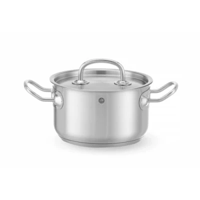 Imagen de HENDI Olla de cocina, mediana, con tapa orificios salida vapor, fondo inducción continuo, apta para todas las fuentes calor y el lavavajillas, 9.5L, ø280x(H)155mm, acero inoxidable
