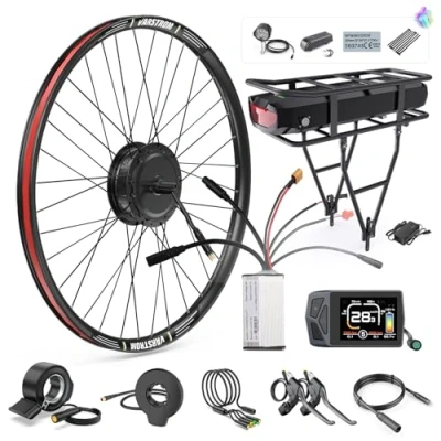 Imagen de BAFANG Ebike Kit 500W 48V Motor Rueda Delantera con Batería Opcional y LCD Pantalla, Front Hub Freno de Disco Versión Old 100 MM para 26&quot; 28&quot; 700C Bici Montaña, Carretera, Cercanías