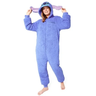 Imagen de Disney Pijama Entero Mujer Stitch Mujer, Onesie Cierre Cremallera Completo, Talla S 2XL, Regalo Navidad (Azul Stitch, M)