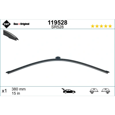 Imagen de Limpiaparabrisas Swf Visioflex Rear 119528 380mm posterior Sin marco AUDI: Q7, A4 B9 Avant, A1 Hatchback