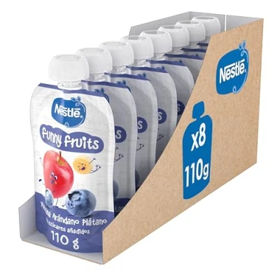 Imagen de Nestlé Funny Fruits Puré de Frutas Infantil, Desde 12 Meses, 8 Bolsitas 110g