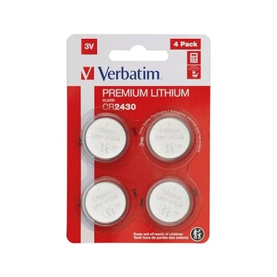 Imagen de VERBATIM Pila botón de Litio Premium CR2430 Pack 4 Pilas 3V 290mAh para Reloj, Llave Coche, Control Remoto, cámara, Juguetes y más