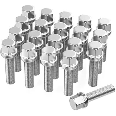 Imagen de 20 tornillos de rueda I M14 x 1,5 40 mm Bola unión SW 17 Compatible con Audi Volkswagen (cromo)