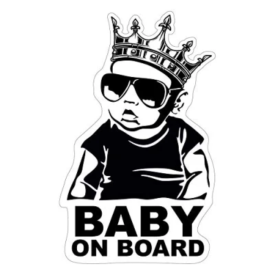 Imagen de Finest Folia Baby on Board Sticker 12x7 cm Autoadhesivo Pegatinas Auto Coche Adhesivo Resistente al UV Agua (Baby Corona, Niño)