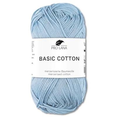 Imagen de Frida&#039;s Wollhaus Pro Lana Ovillo básico de algodón para tejer, 50 g, 64 colores (56, azul claro)