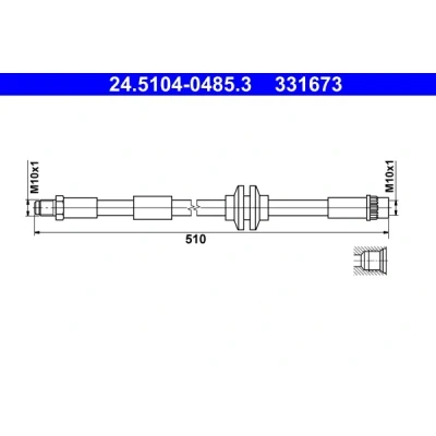 Imagen de ATE 24.5104 0485.3 Latiguillos de Freno 510 M10x1 SMART: Forfour II Hatchback, Fortwo III Cabrio