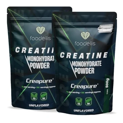 Imagen de creatina creapure 1 kg en polvo 100% monohidratada sin sabor, No GMO, Vegano, Pura aditivos Incluye dosificador Alta solubilidad