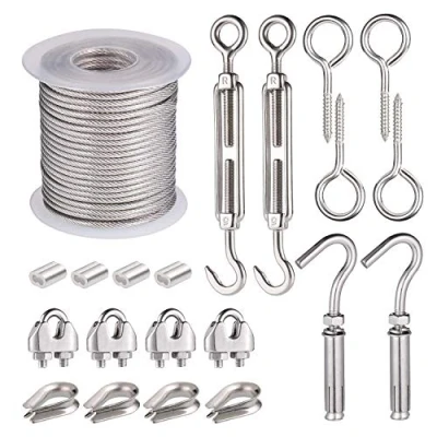 Imagen de 21Pcs Kit de Cuerda Cable Acero, Alambre para Cercados PVC, Barandillas Acero Inoxidable Colgar Cuadros, Tornillo Ojo Inoxidable, Sello Medidor Eléctrico, Soporte Glicinia