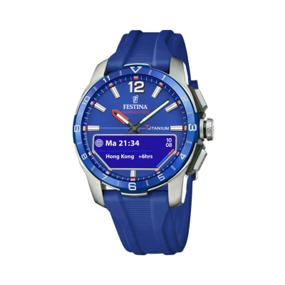 Imagen de Festina Reloj Hombre F23000/3 Connected D Caja de Titanio Plateado Correa Caucho Azul