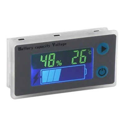 Imagen de Fasizi Monitor de Capacidad la Batería 10 100V programable Medidor Temperatura Voltaje 12V 24V 36V 48V Pantalla LCD Indicador Porcentaje