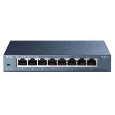 Imagen de Switch TP Link TL SG108, 8 puertos RJ 45, Gigabit Ethernet (10/100/1000), Negro