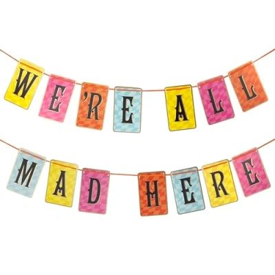 Imagen de Talking Tables Decoración de Fiesta Alicia en el país Las Maravillas 3 m, banderines Papel Reversibles para té la Tarde, Guirnalda Doble Cara