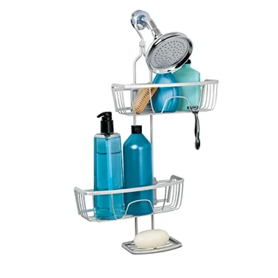 Imagen de Zenna Home NeverRust Bandeja de ducha aluminio ajustable (acabado satinado, acabado 2 ayudantes, ajustable)