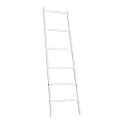 Imagen de Navaris Escalera Toallero de bambú Perchero Organizador con 6 peldaños Porta Toallas para apoyar en la Pared pie Vintage 1,7 m