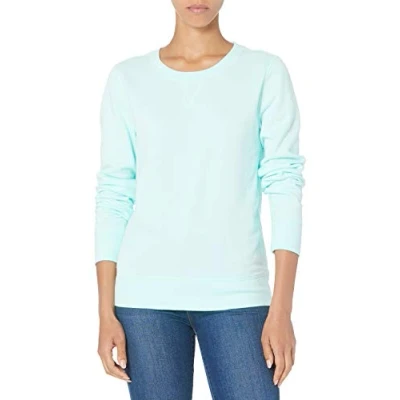 Imagen de Amazon Essentials Sudadera de Cuellocaja Forro Polar y Tejido Rizo Francés (Disponible en Tallas Grandes) Mujer, Azul Agua, M