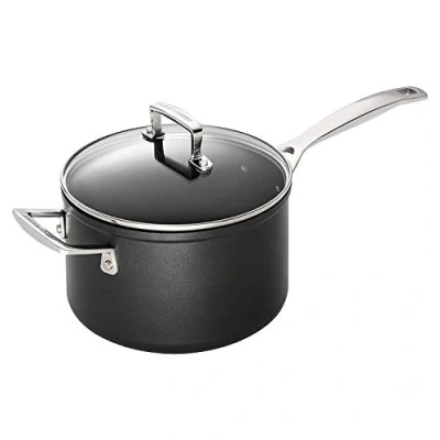 Imagen de Le Creuset Cazo de aluminio antiadherente, diámetro 20 cm, para todas las fuentes calor, incluso la inducción, Antracita/Plateado, 51108200010302