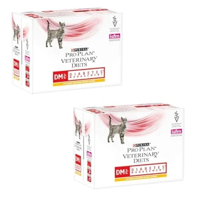 Imagen de PURINA PRO PLAN Veterinary Diets DM Management Gestión de la diabetes pollo,4 unidades 10 x 85 g,pienso dietético para gatos adultos,en bolsa fresca,para reducir el exceso peso