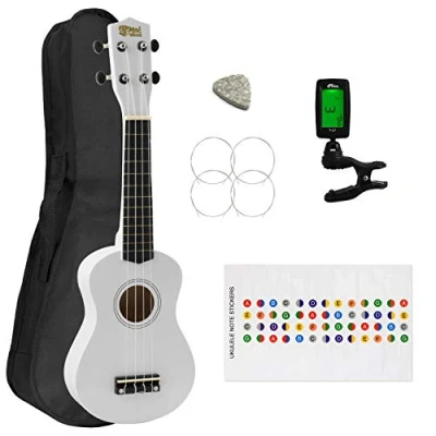 Imagen de Tiger Ukelele Soprano para Principiantes, Gratis Bolsa de y Sintonizador, Color Blanco