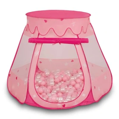 Imagen de Selonis Tienda 105X90cm/100 Bolas De Campaña/Castilo Plegable con 6Cm para Niños, Rosa:Rosaclr Perla Transparente