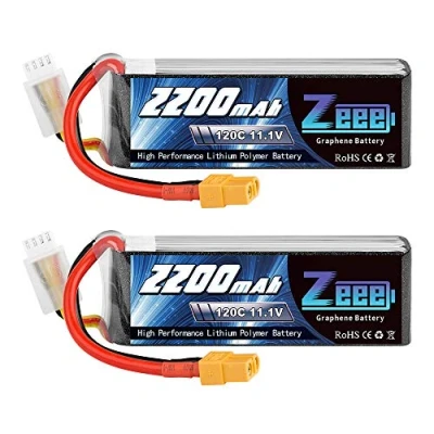 Imagen de Zeee 3S Lipo Batería 11.1V 2200mAh 120C RC con Conector XT60 para UAV Drones FPV Bicicleta de Carretera Quadcopters Avión Helicóptero Barco Coche (2 Paquetes)