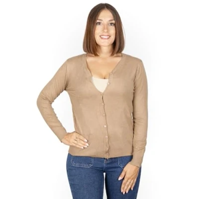 Imagen de Cardigan con Cierre de Botones y Cuello Redondo para Mujer, Chaqueta Manga Larga, Rebeca Invierno, Otoño. Talla M
