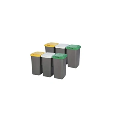 Imagen de Tontarelli Pack 2 Papelera de reciclaje con 6 compartimentos, 150 litros, fabricado en plástico