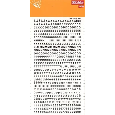 Imagen de APLI SDD210F Letras y números transferibles negros super 4 mm, 706 caracteres