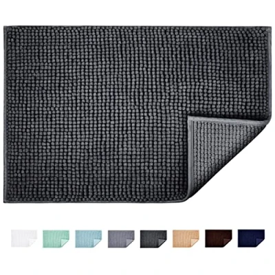 Imagen de Jaritto Alfombra de Baño Antideslizante Alfombrilla Absorbente Tapete del Piso Microfibra Chenilla Lavable a Máquina Suave para Salida la Ducha Inodoro Cocina 50 x 80 cm (Gris Oscuro)