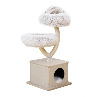 Imagen de Fudajo Árbol para gatos diseño de ramas 95cm con peluche y sisal rascador casa guarida