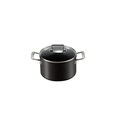 Imagen de Le Creuset Olla de aluminio antiadherente con tapa, diámetro 20 cm, para todas las fuentes calor, incluso la inducción, Antracita/Plateado, 51102200010502