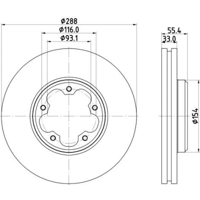 Imagen de HELLA 8DD 355 133 161 Disco de freno FORD: Transit V363 Furgón, Custom V362 Bus