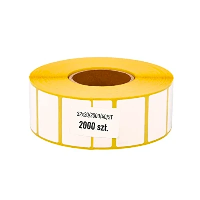 Imagen de MDlabels Etiquetas térmicas blancas en rollo (32 x 20 mm, 2000 unidades, casquillo de 40 adhesivo permanente, para códigos barras)