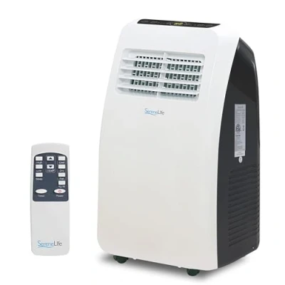 Imagen de SereneLife Aire Acondicionado Portátil, 7.000 BTU, Móvil, Silencioso, Deshumidificador, Ventilador, Kit Escape Ventana, Control Remoto, Blanco, Portátil Para Casa y Oficina