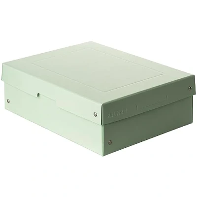 Imagen de Falken PureBox Pastel Caja de almacenaje con tapa cartón resistente, fabricada en Alemania, 100 mm alto, DIN A4, color verde