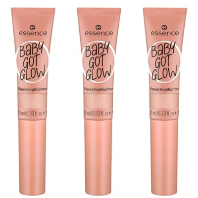 Imagen de Esence Baby Got Glow Liquid Highlighter, n.º 10, dorado, definir, resultado de expresión, fácil quitar, brillante, vegano, sin parabenos, partículas microplástico, 3 unidades (3 x 10ml)