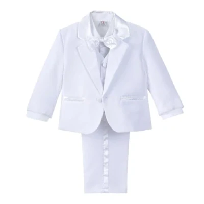 Imagen de Lito Angels Trajes para niño pequeños de Vestir Elegante Blanco, Conjunto 5 Piezas Traje Formal Boda, Bautizo, Fiesta, Ceremonia y ocasión Especial, Tamaño 2 3 años
