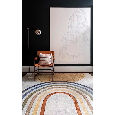 Imagen de Surya Asuncion Alfombra Salon Grande Estilo Moderno Habitacion Cocina Lavable Lavadora de Tejido Plano Grande, 160x213cm, Color Gris Claro, Crema, Marrón, Azul, Terracota, Amarillo
