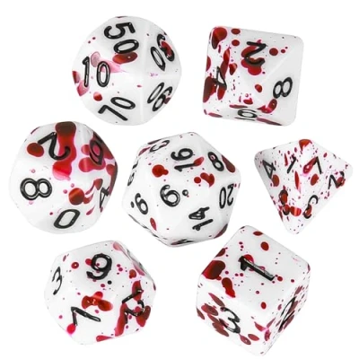 Imagen de OriCraft D20 Dados de Vampiro, Juego DND, Salpicaduras Sangre realistas, sangrientos, rol poliédricos, Mazmorras y Dragones