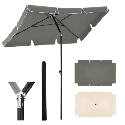 Imagen de WOLTU Sombrilla Jardín, Parasol Terraza Inclinable, Sombrillas 2x1,2 m, Playa Jardin Piscina Balcon, Grande para Exterior, Tela 180 g/m², Proteccion Contra UV, Gris oscuro