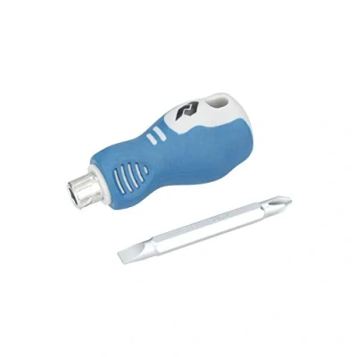Imagen de Ferrestock FSKDES013 destornillador corto de cromo vanadio con doble punta, Philips (PH2) y Plano (SL6), HRC 56 60, mango ergonómico, 2 en 1