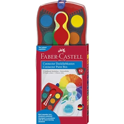 Imagen de Faber Castell 125030 Estuche acuarelas CONNECTOR de 12 colores y tubo blanco. Base roja