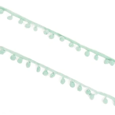 Imagen de Craftelier Cinta con Pompón para Decorar los Proyectos de Manualidades y Scrapbooking Fabricada en Poliéster Ancho 12 mm (0.47&quot;) Longitud 2 m (78.74&quot;) Color Verde Menta