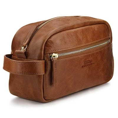 Imagen de Londo Bolso de Aseo, Viaje en Cuero Genuino, para cosméticos, afeitarse los artículos, Dopp Kits, Unisex