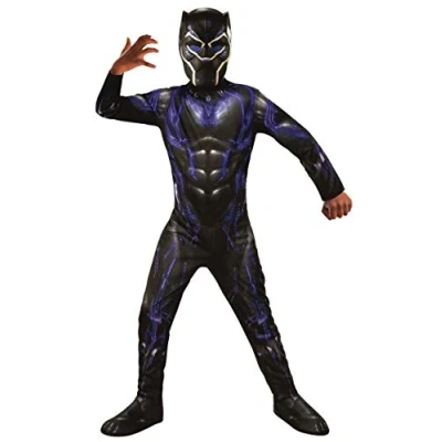 Imagen de Rubies Disfraz Black Panther Battle Endgame para niños y niñas, Jumpsuit con cubrebotas máscara, Licencia Oficial Marvel cumpleaños, cosplay, fiestas Carnaval