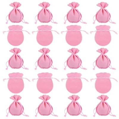 Imagen de XCSJ 20 Pcs Bolsas Terciopelo Para Guardar Joyas De Joyería Con Cordón Regalo Dulces Pequeños Partido Boda Favores, Portátil, 9 * 7 Cm (Rosa)